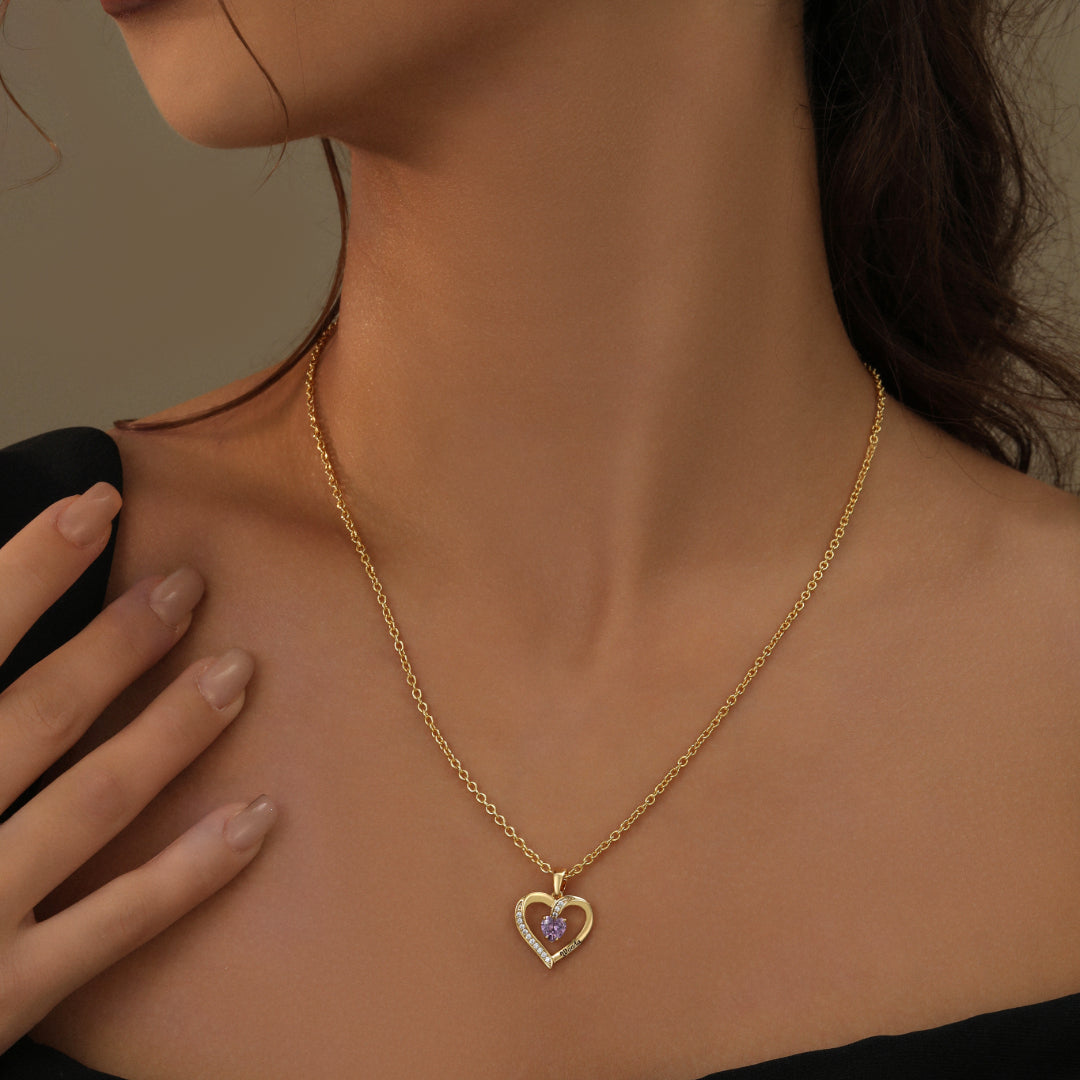 Heart-Shaped Birthstone Pendant Necklace