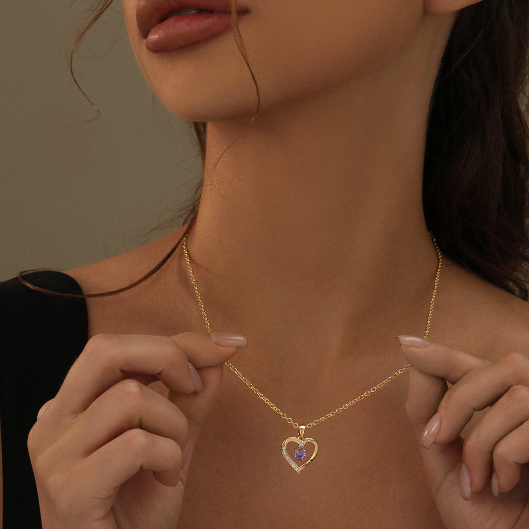 Heart-Shaped Birthstone Pendant Necklace