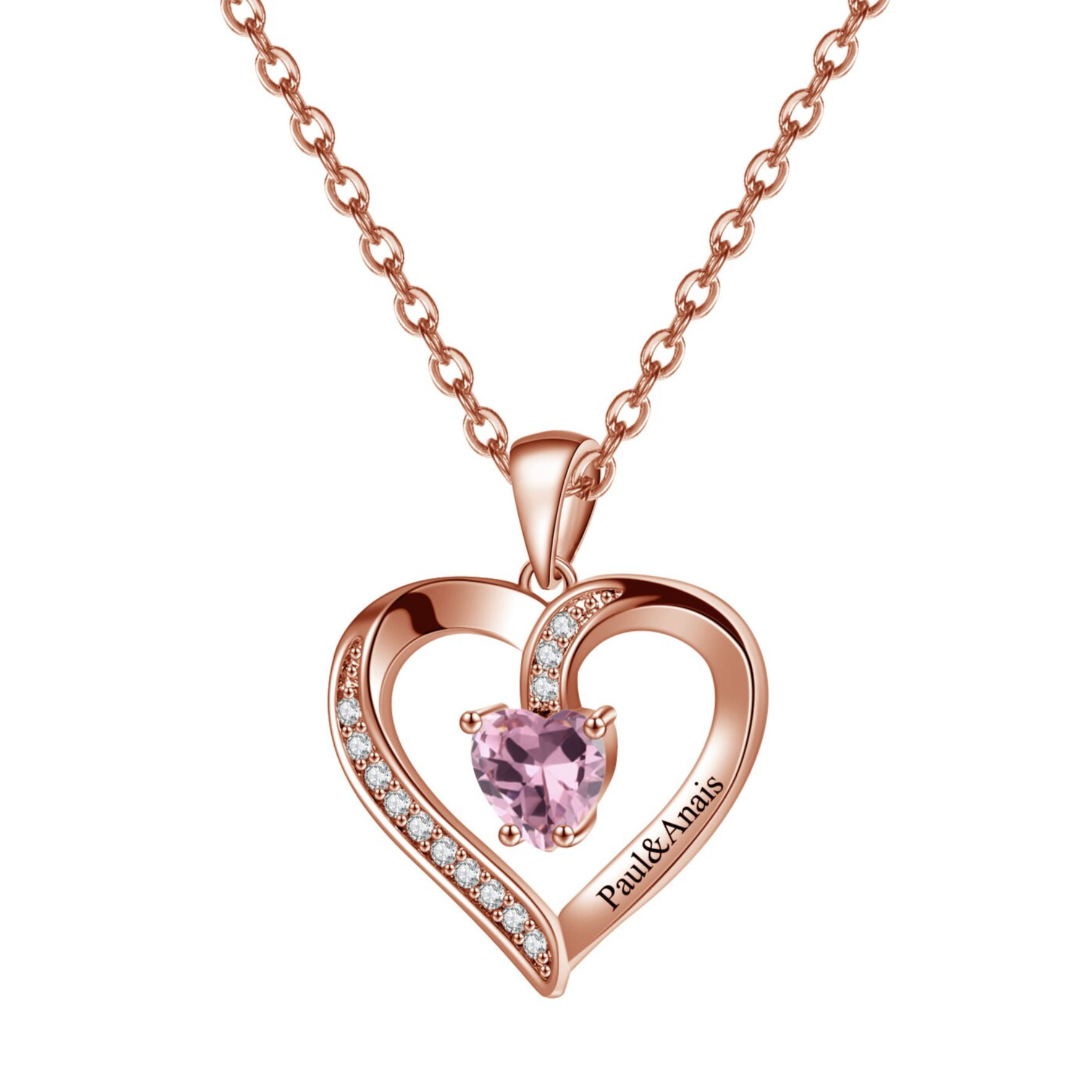 Heart-Shaped Birthstone Pendant Necklace