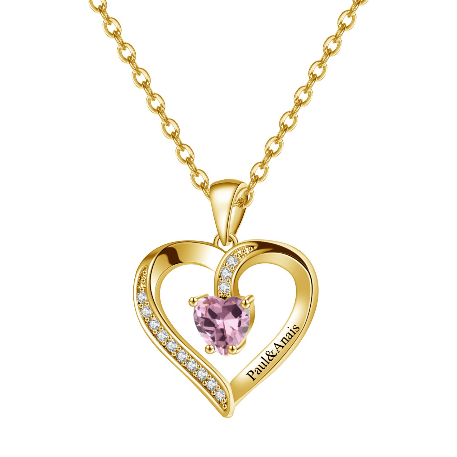 Heart-Shaped Birthstone Pendant Necklace