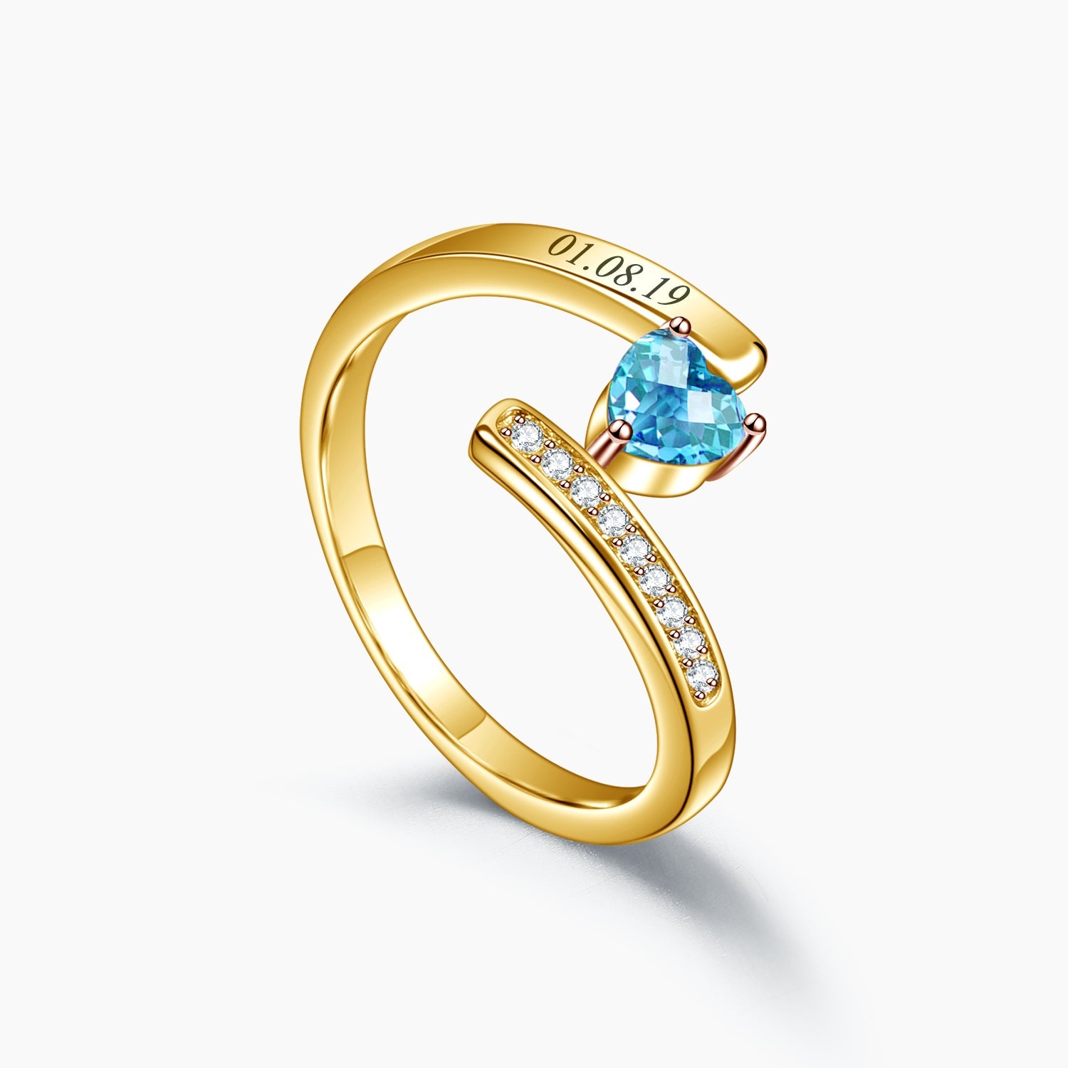 Personalized Birthstone Ring with Engraving