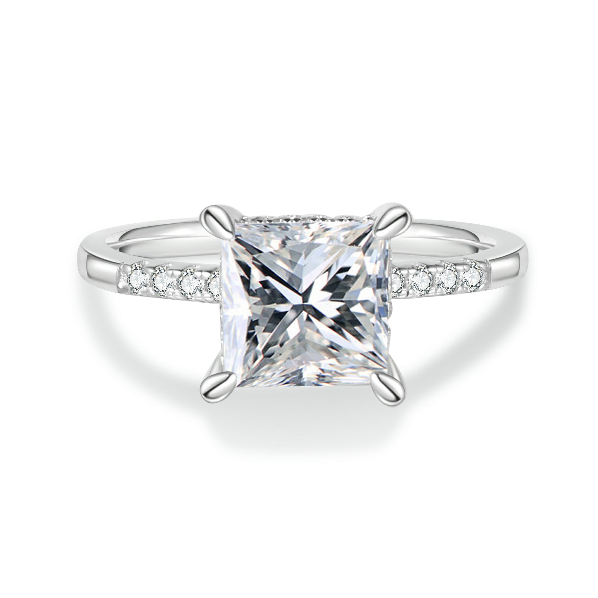 Princess Cut Moissanite Halo Engagement Ring
