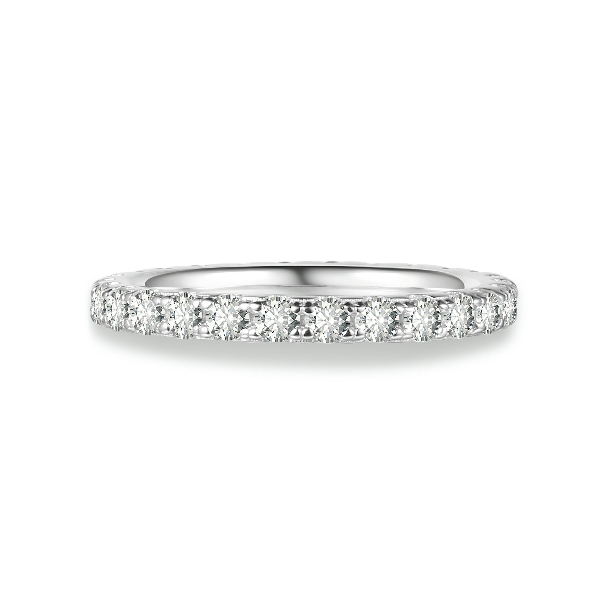 Round Cut Moissanite Eternity Wedding Band