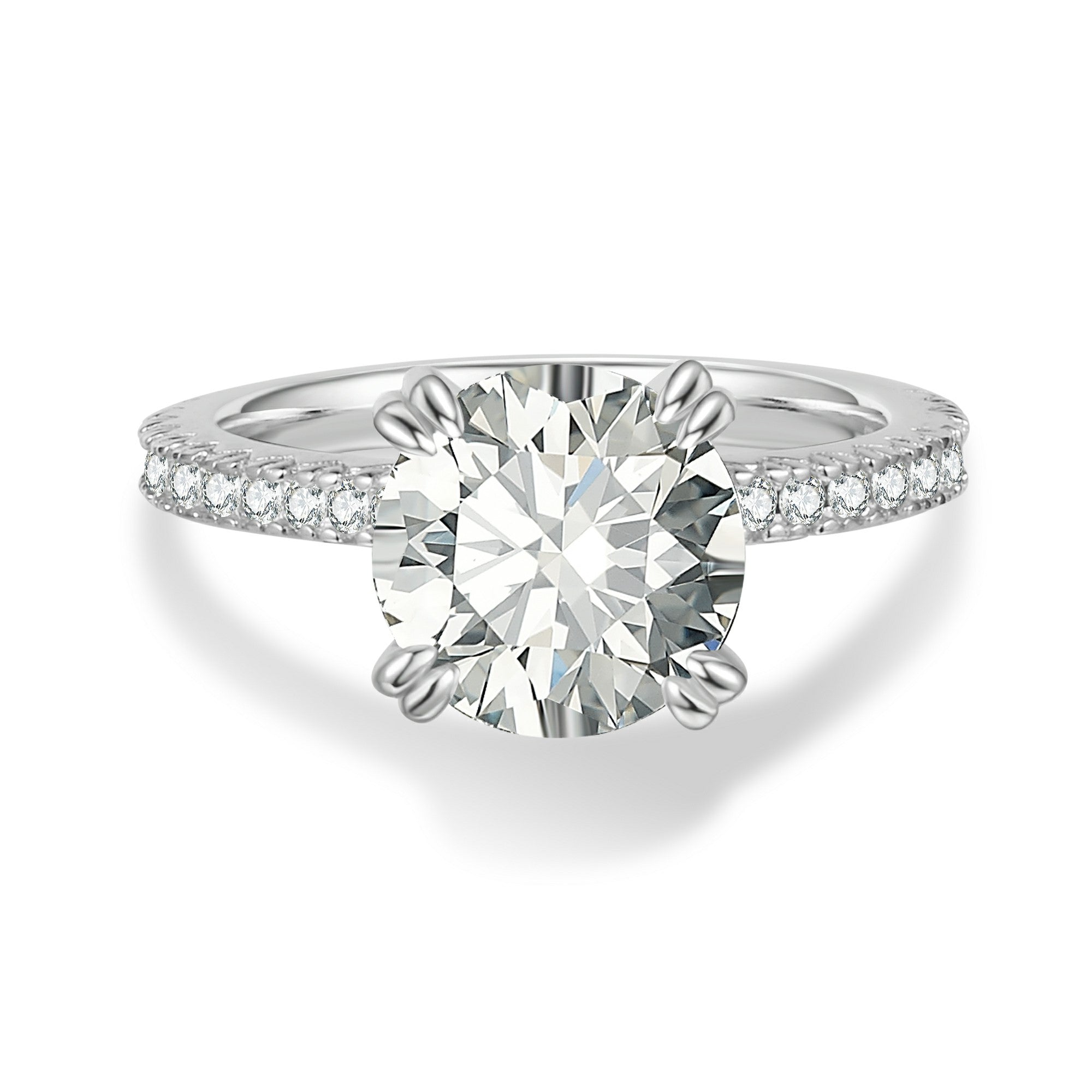 Solitaire Round Moissanite Ring for Engagement