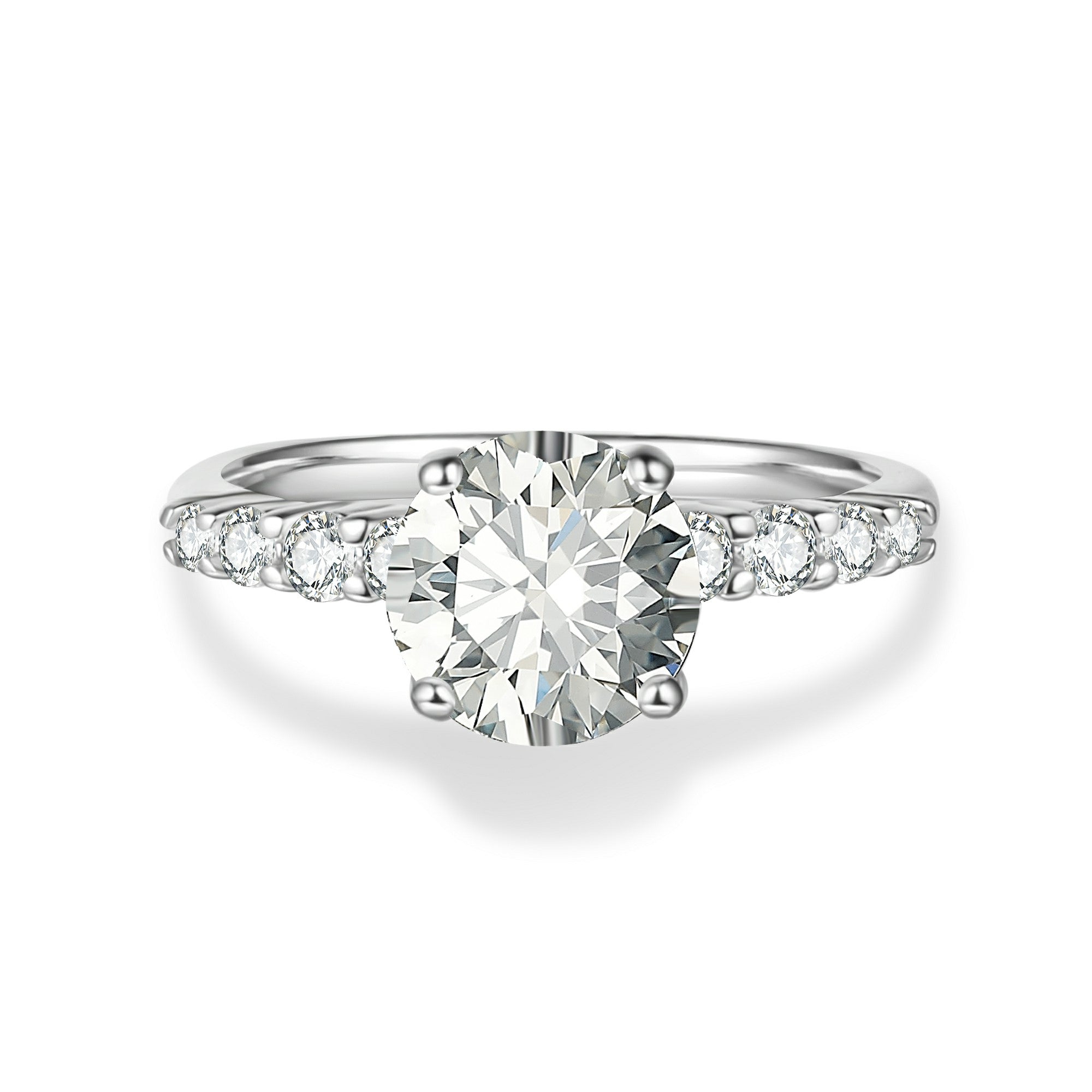 Round Moissanite Engagement Ring – Classic Shared-Prong
