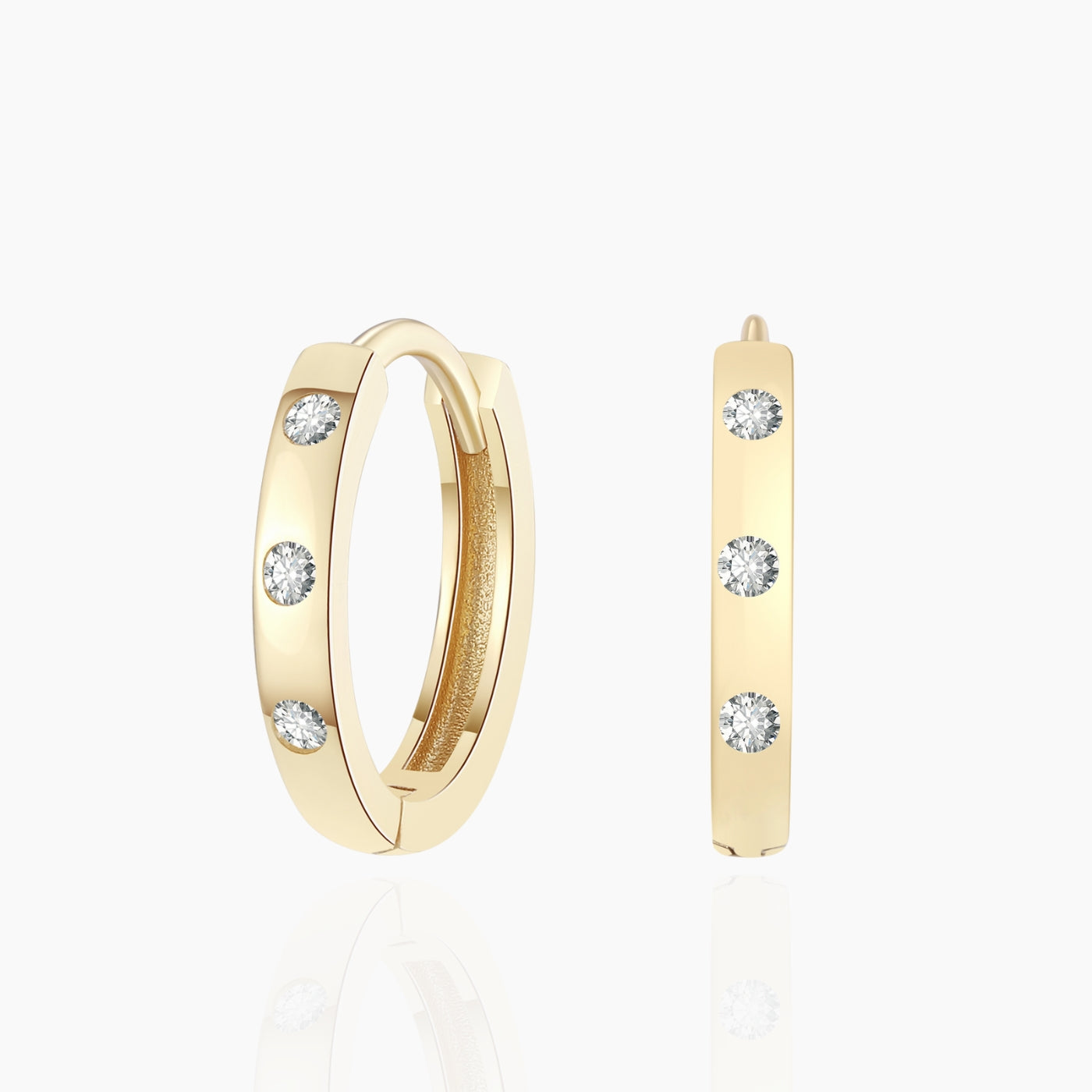 Flush Set Moissanite Huggie Hoop Earrings