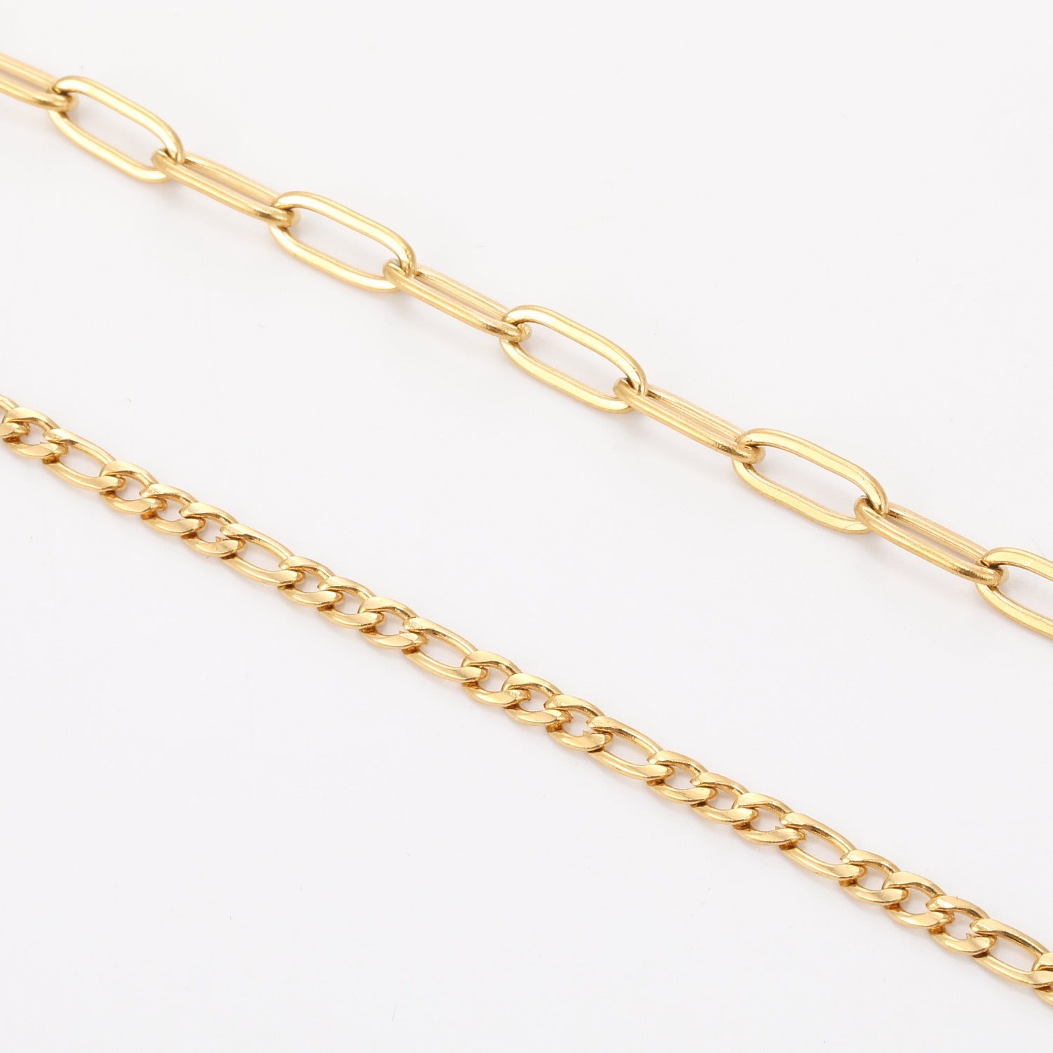 Figaro Chain Bracelet Set - Paperclip Link Style
