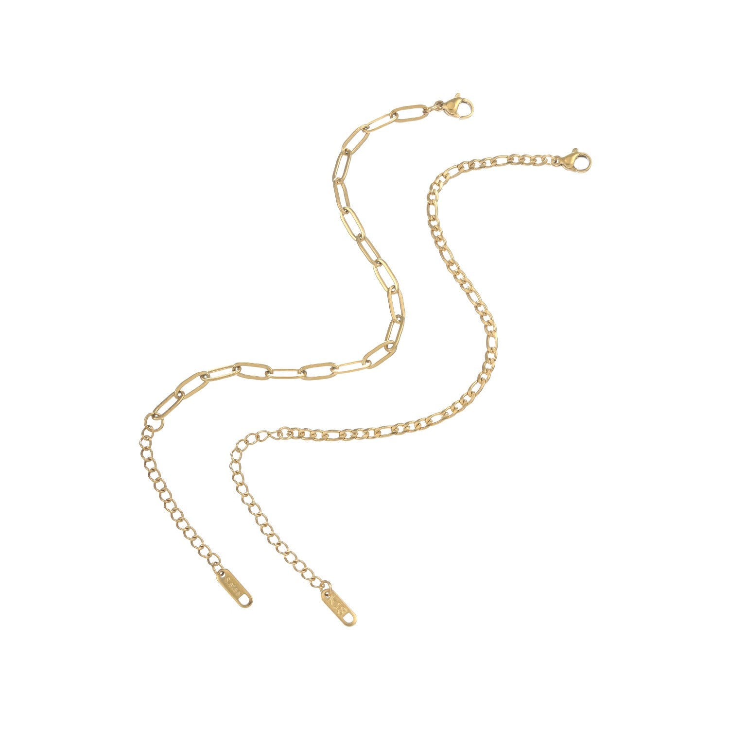 Figaro Chain Bracelet Set - Paperclip Link Style