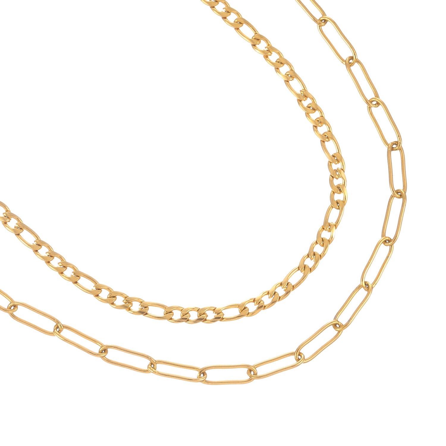 Figaro Chain Bracelet Set - Paperclip Link Style