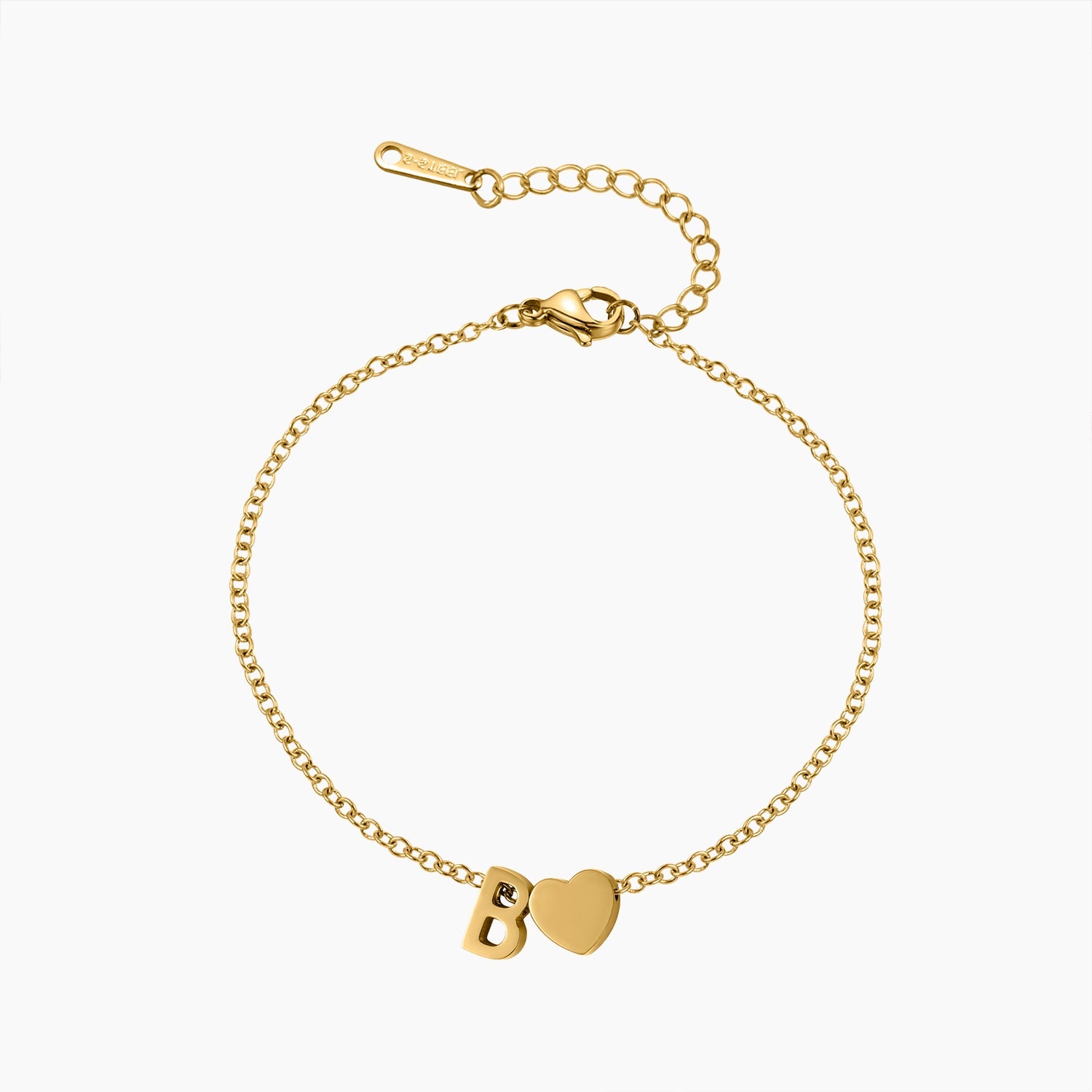 Personalized Heart Letter Charm Bracelet