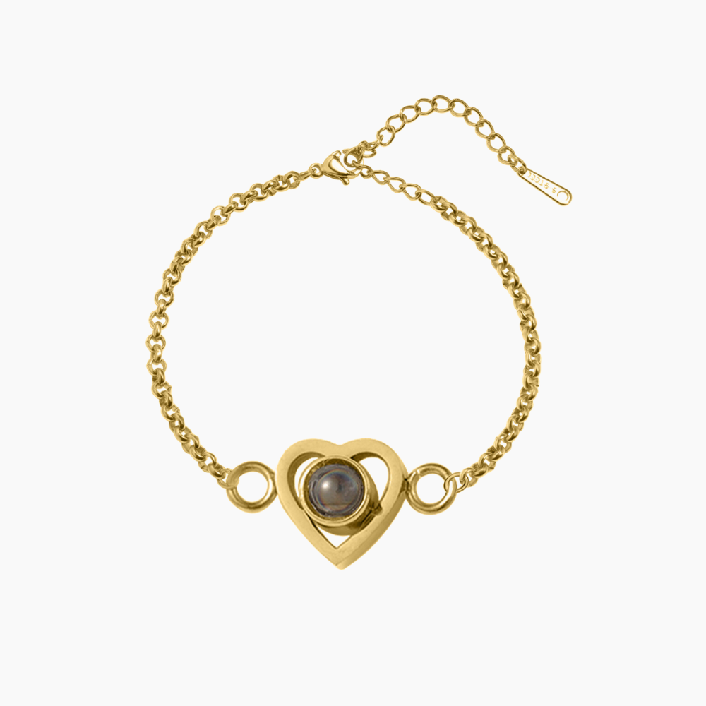 Custom Heart Photo Bracelet - Personalized Gift