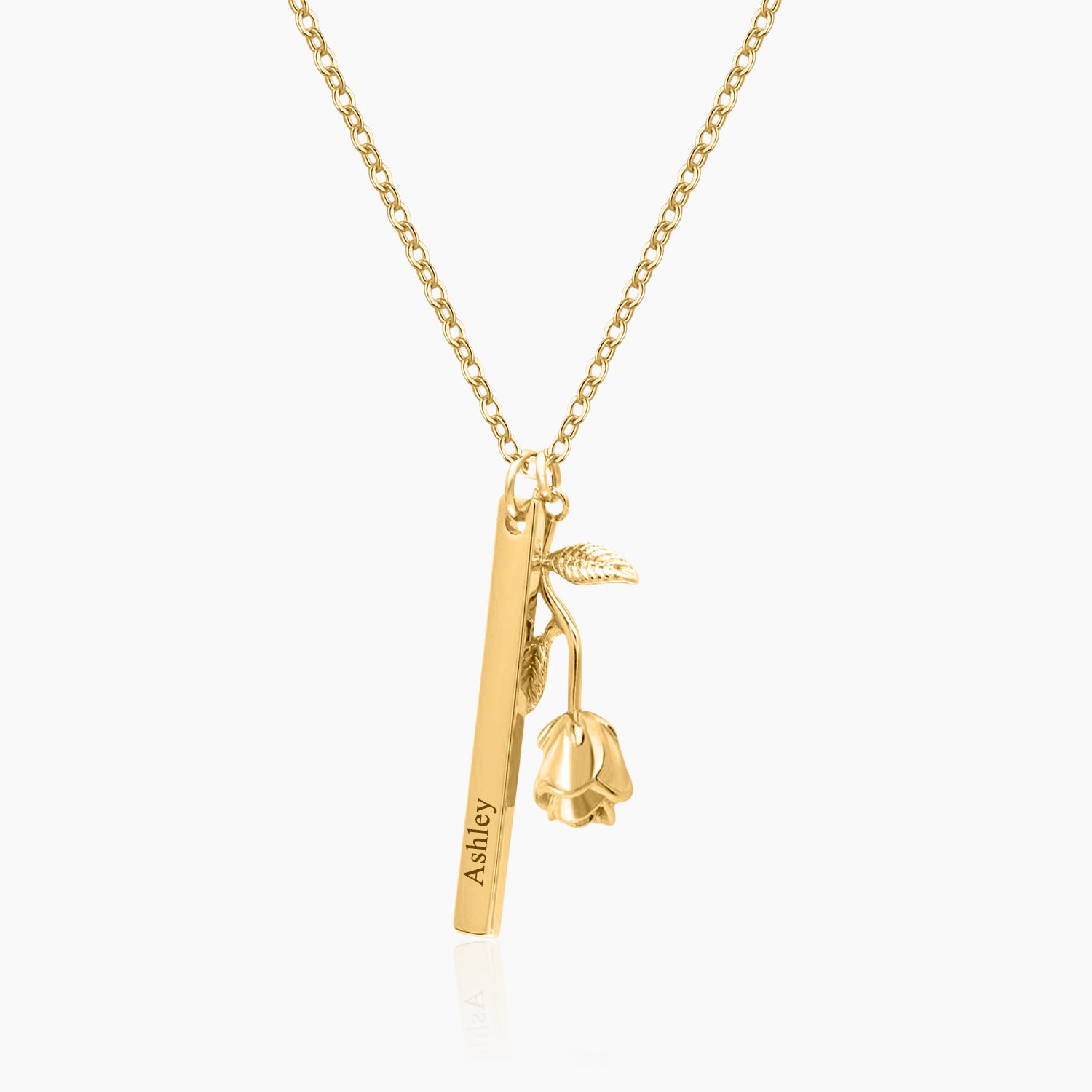 Personalized Rose Bar Necklace for Women