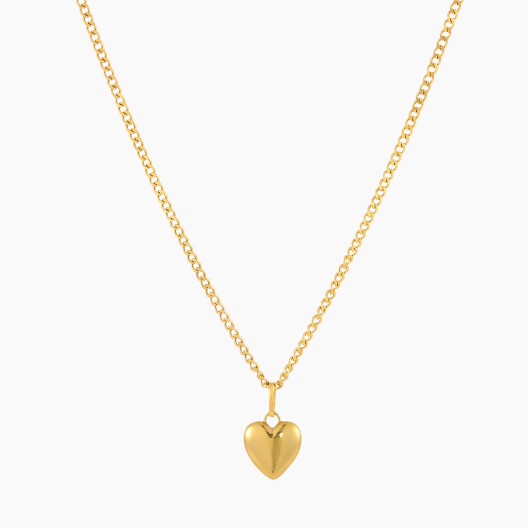 Cuban Chain Necklace with Heart Pendant