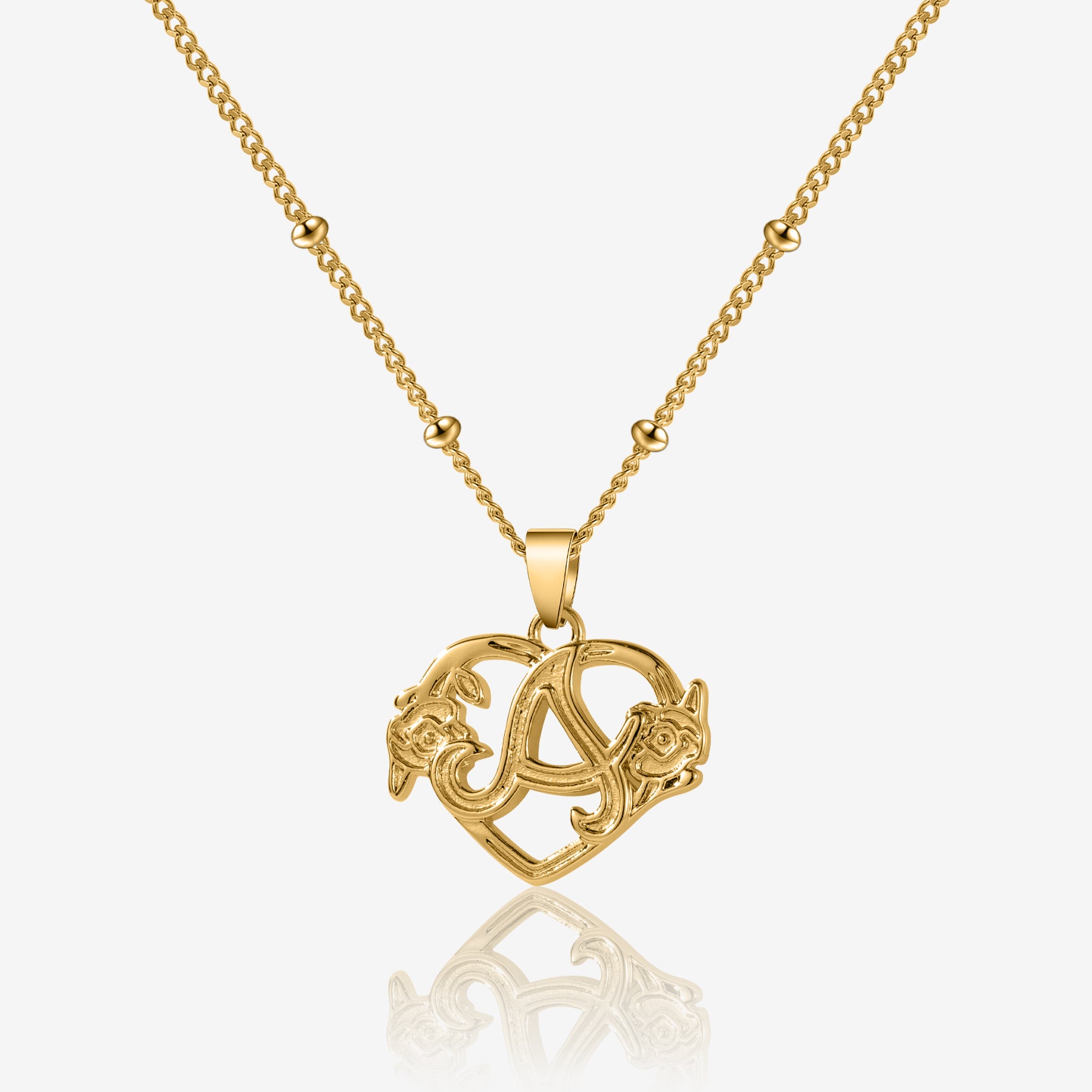Heart Initial Necklace with Delicate Chain