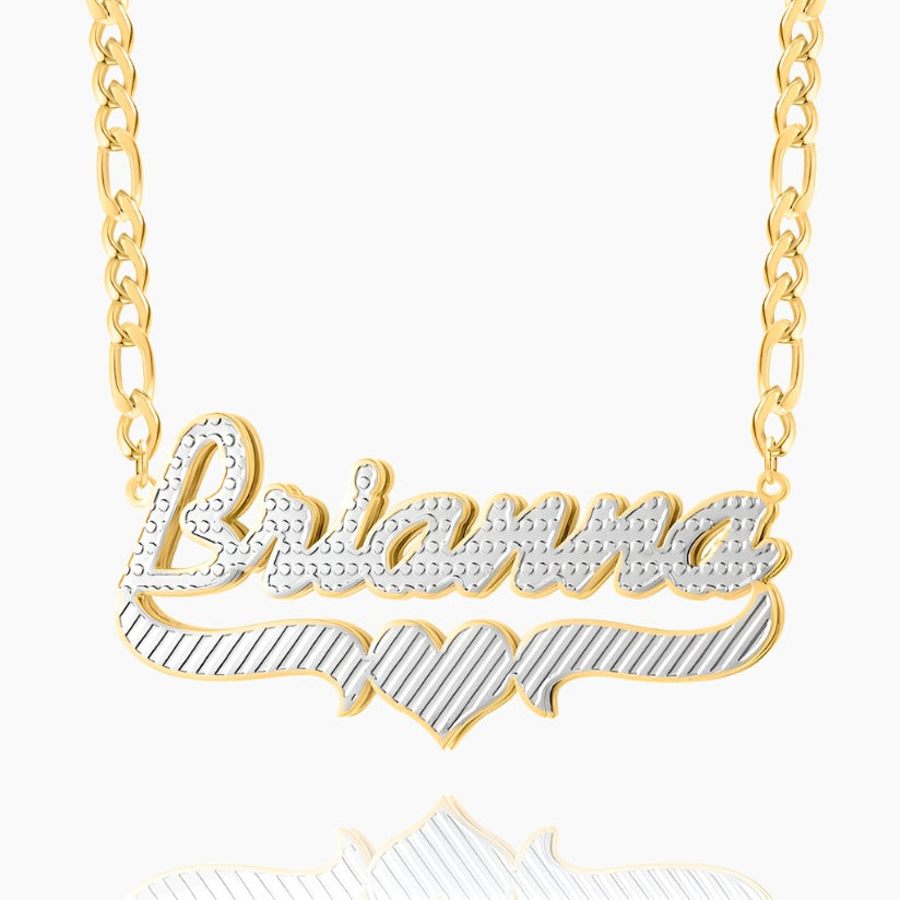Personalized Heart Name Necklace - Double Plated