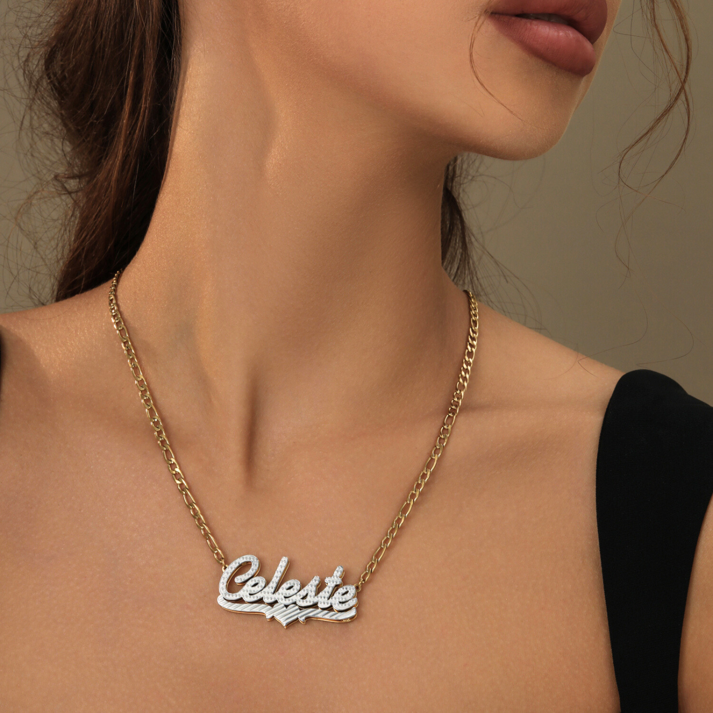 Personalized Heart Name Necklace - Double Plated