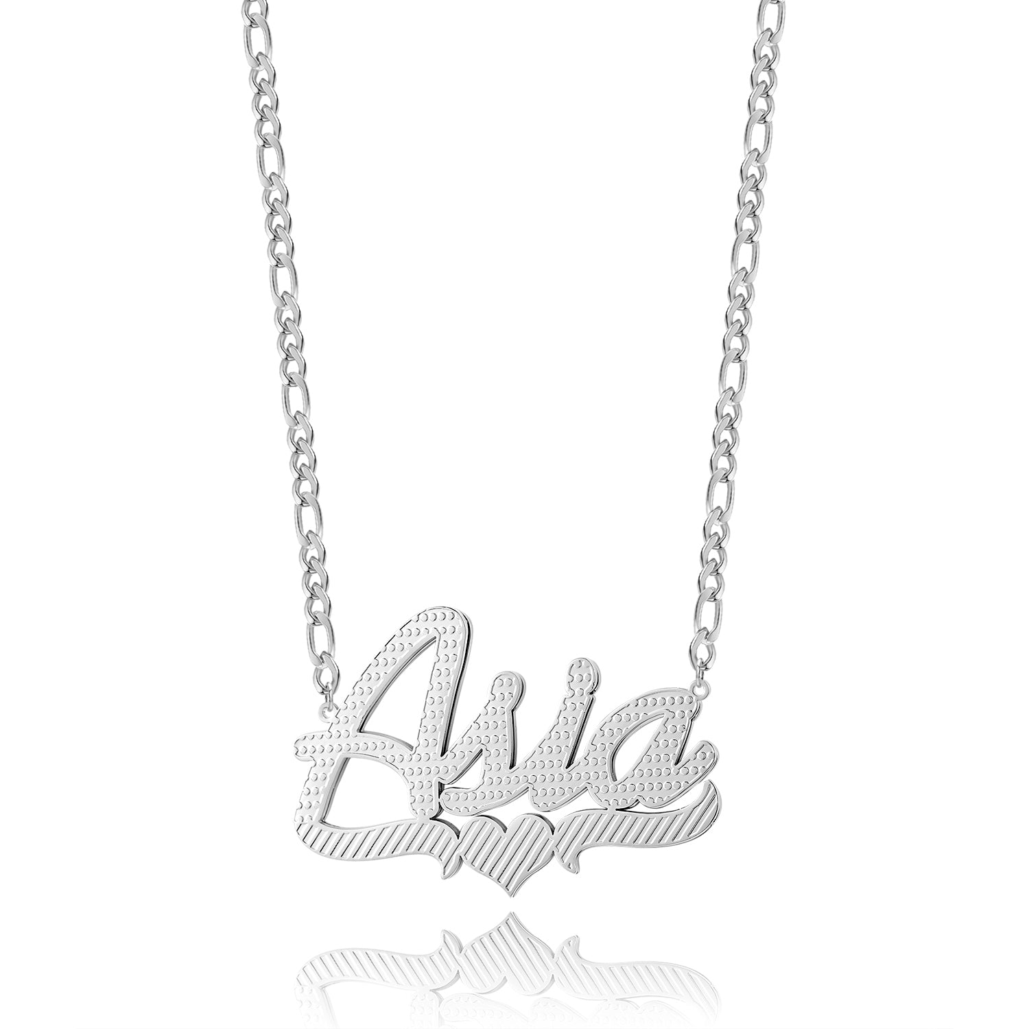 Personalized Heart Name Necklace - Double Plated