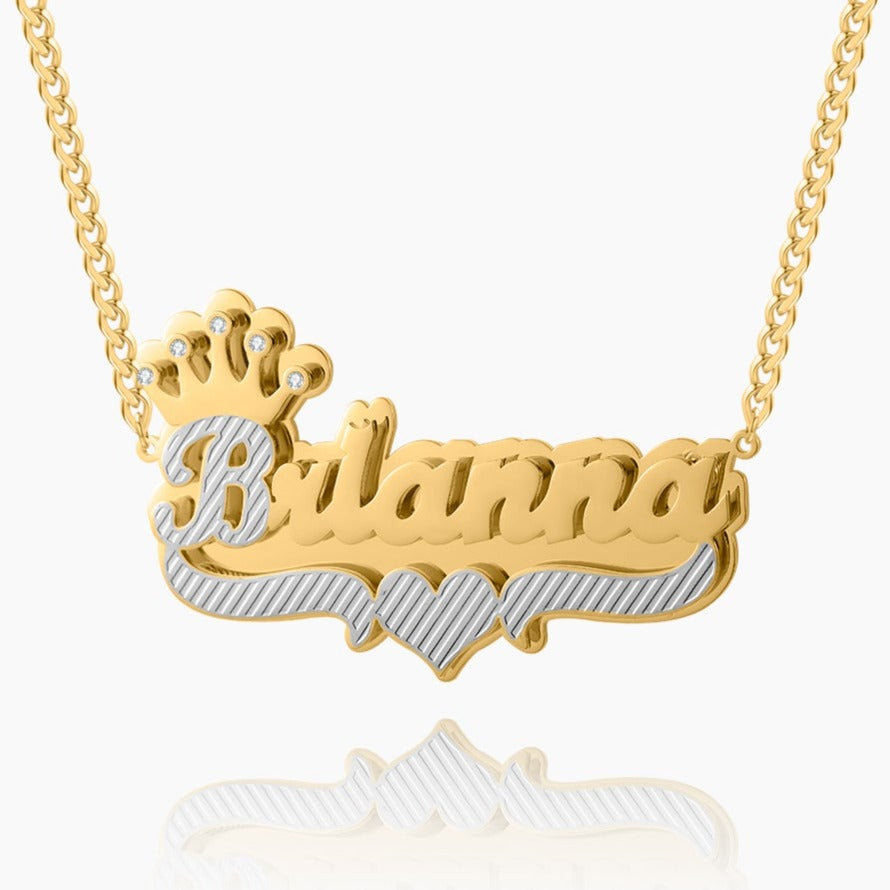Custom Royal Name Necklace with Cuban Chain