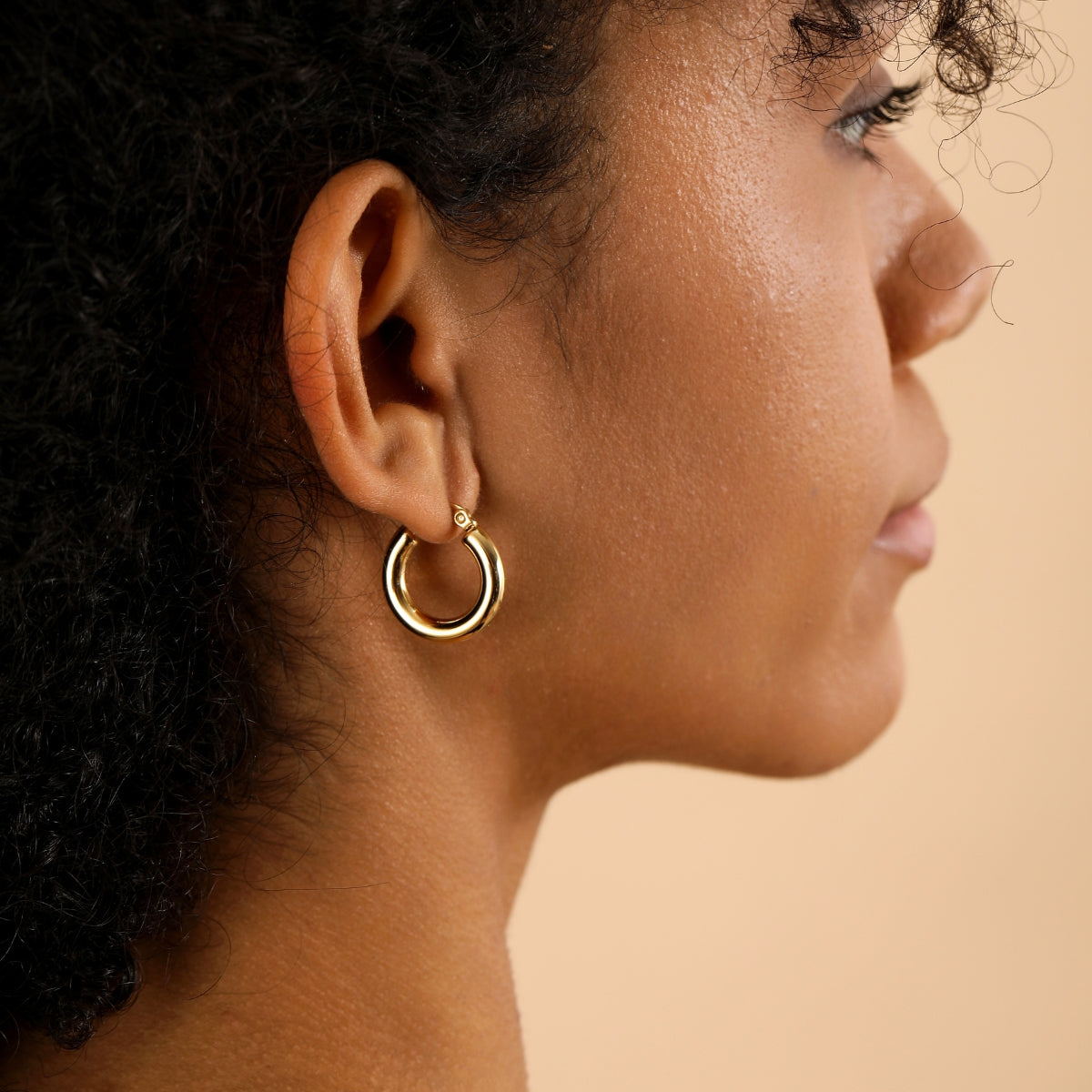 Stylish Gold Tube Hoop Earrings