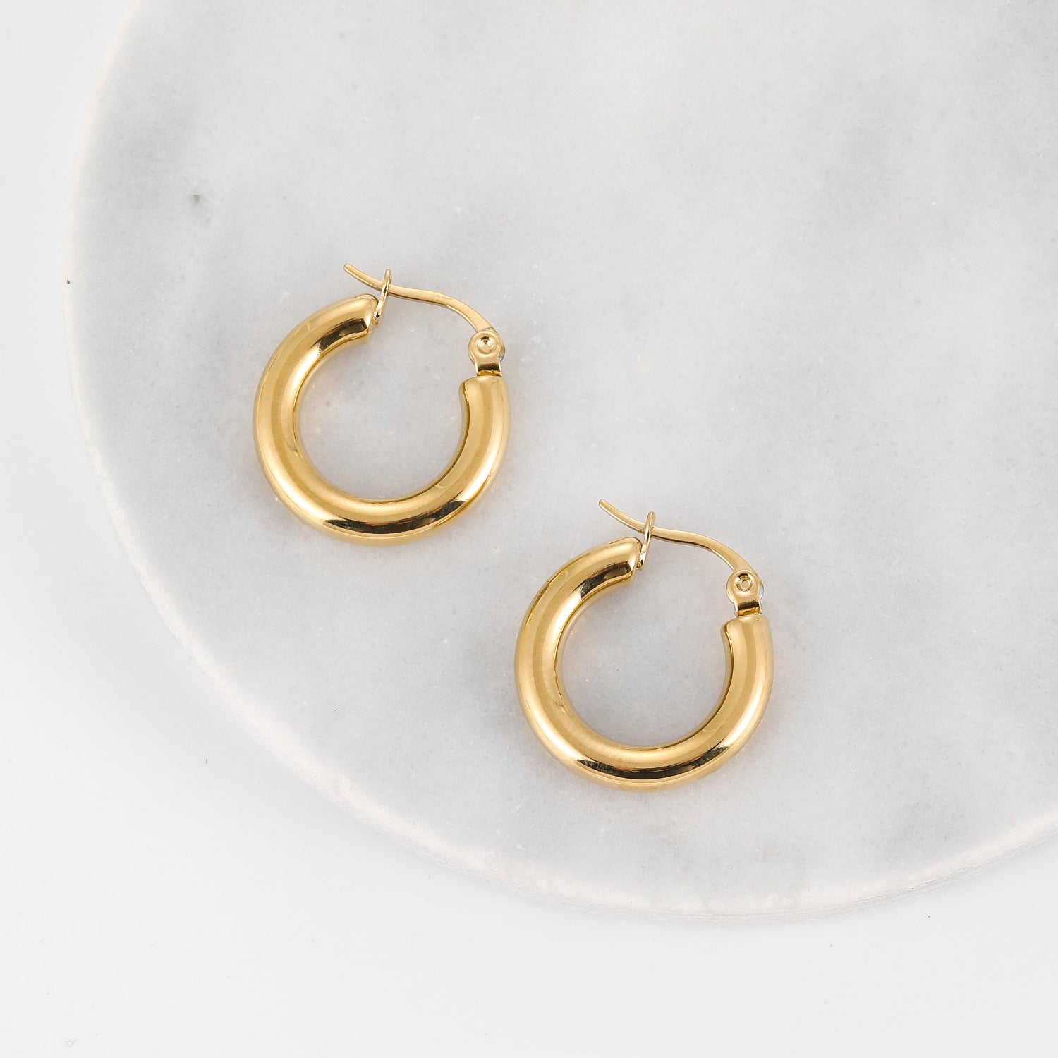 Stylish Gold Tube Hoop Earrings