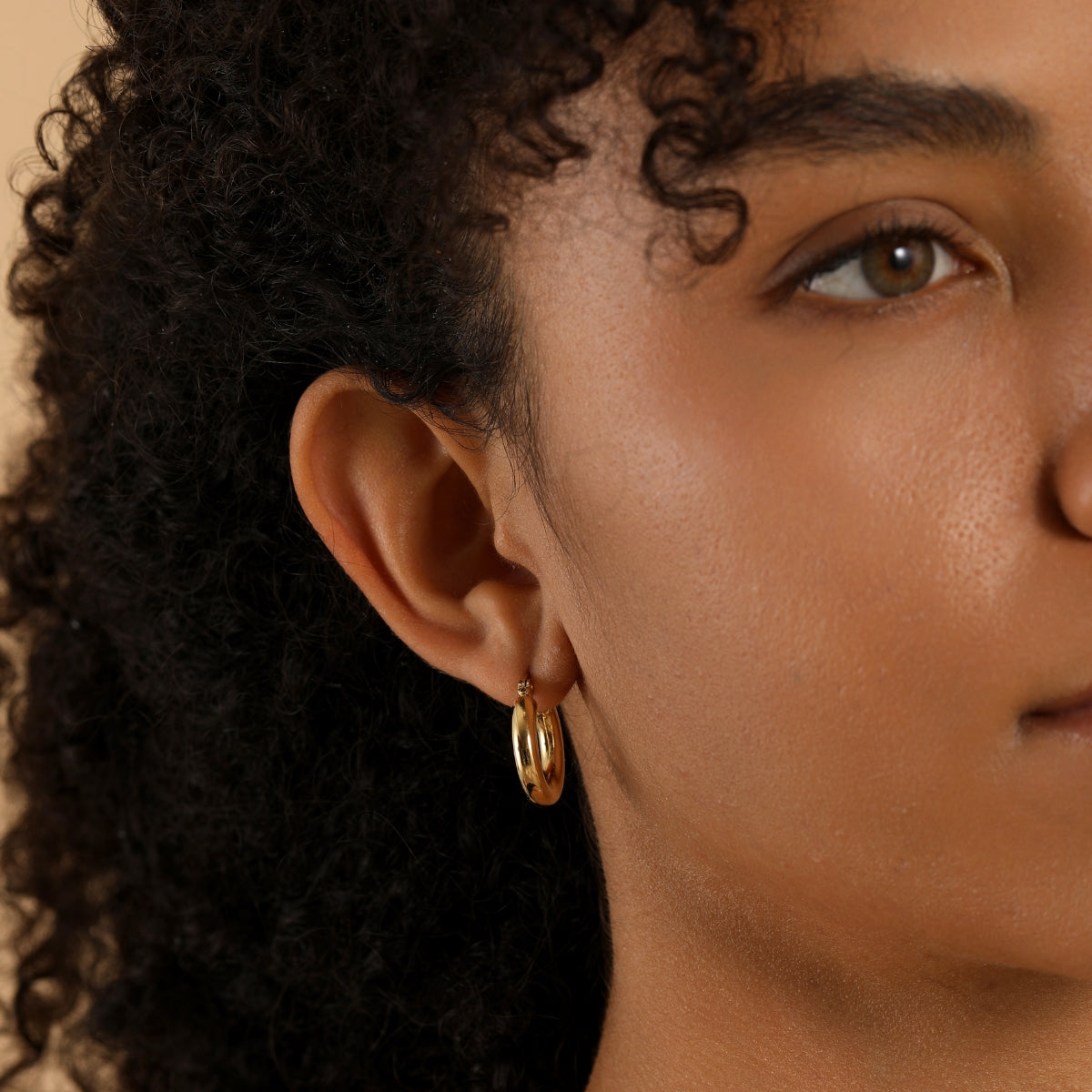 Stylish Gold Tube Hoop Earrings
