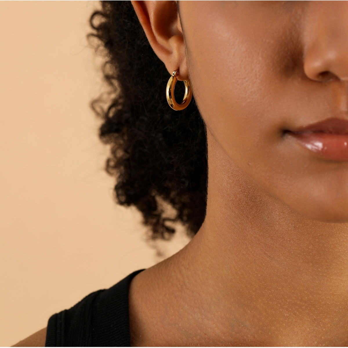 Stylish Gold Tube Hoop Earrings