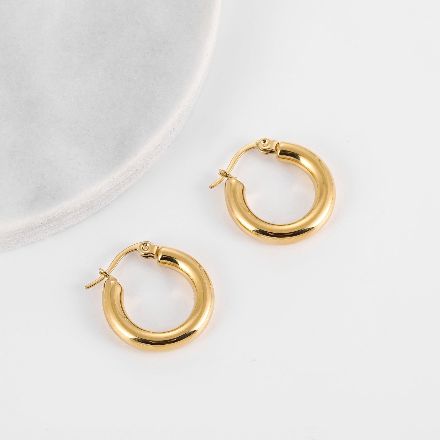 Stylish Gold Tube Hoop Earrings