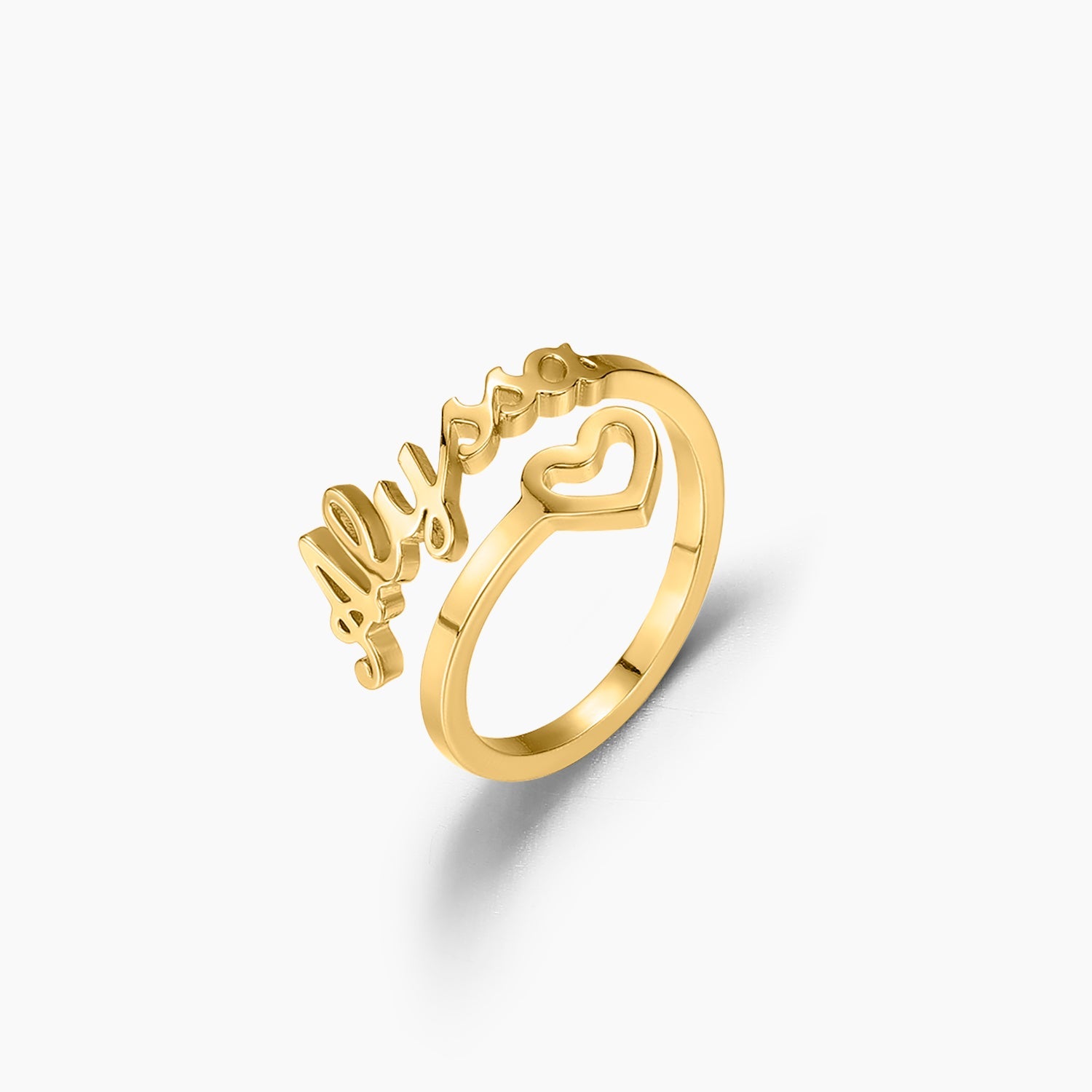 Personalized Hollow Heart Name Ring