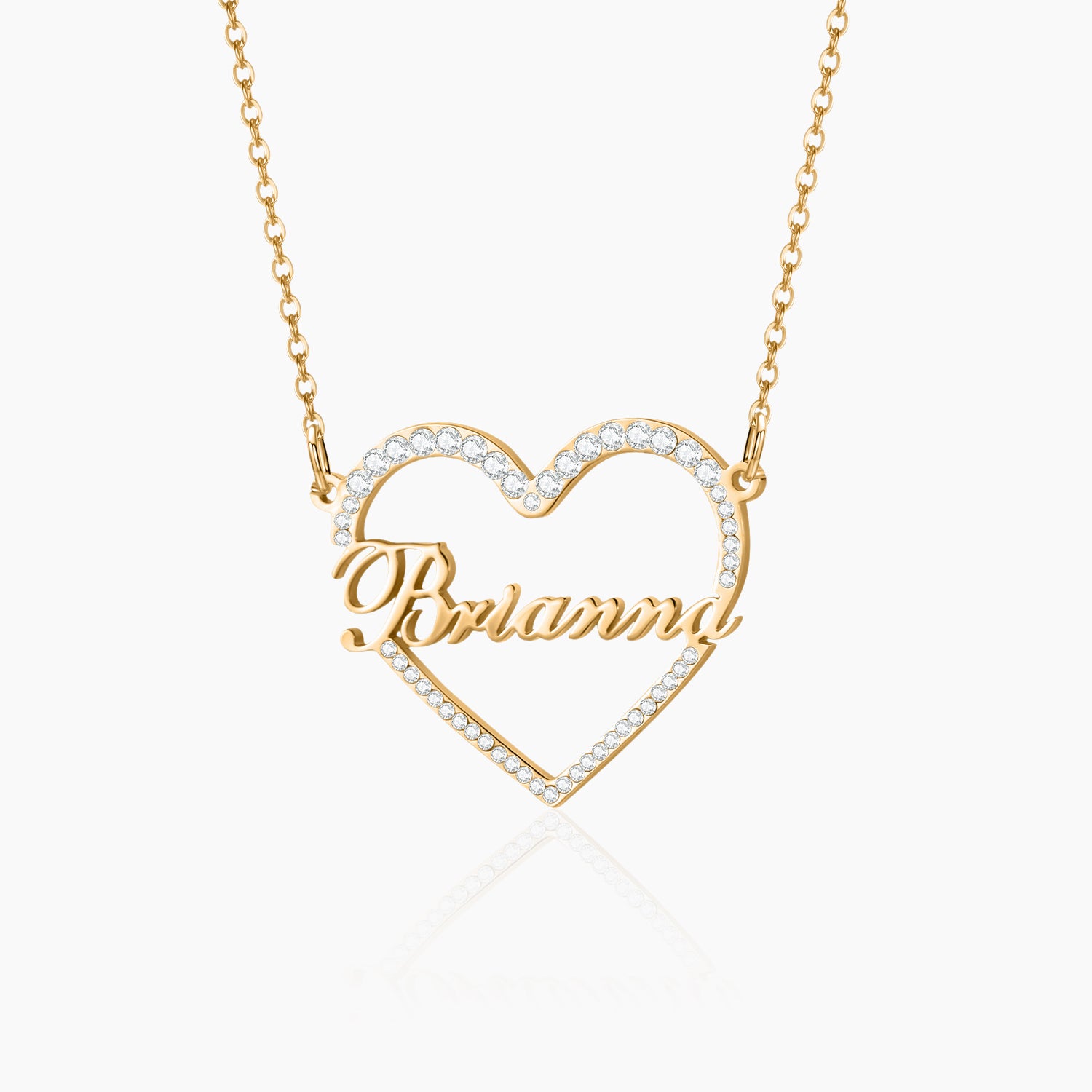 Heart-Shaped Name Necklace in Iced Finish