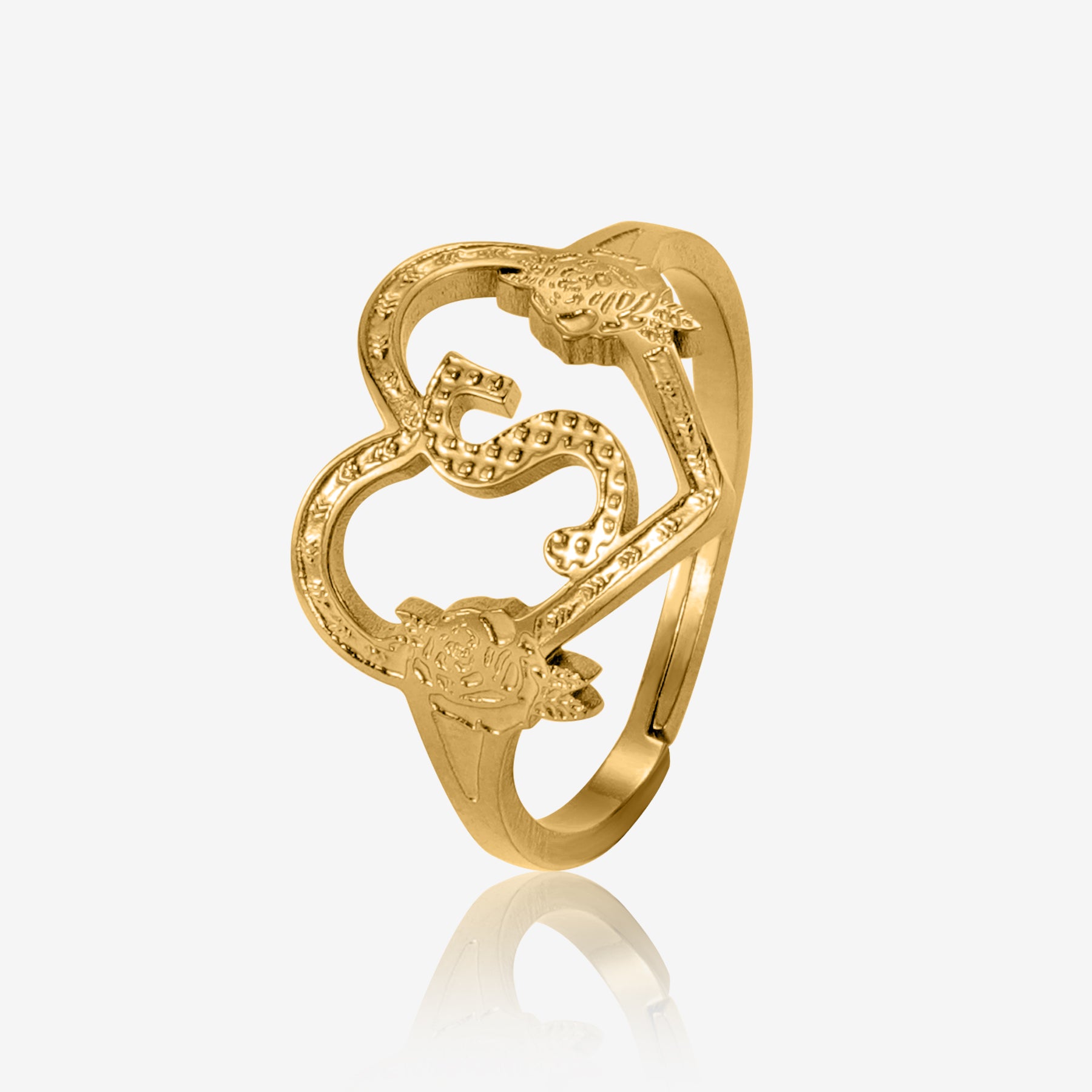 Heart Initial Personalized Ring