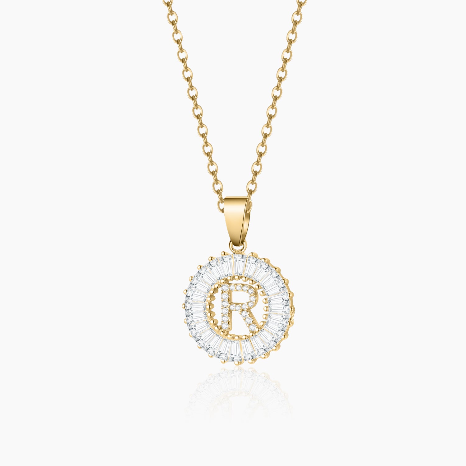 Iced Initial Baguette Necklace