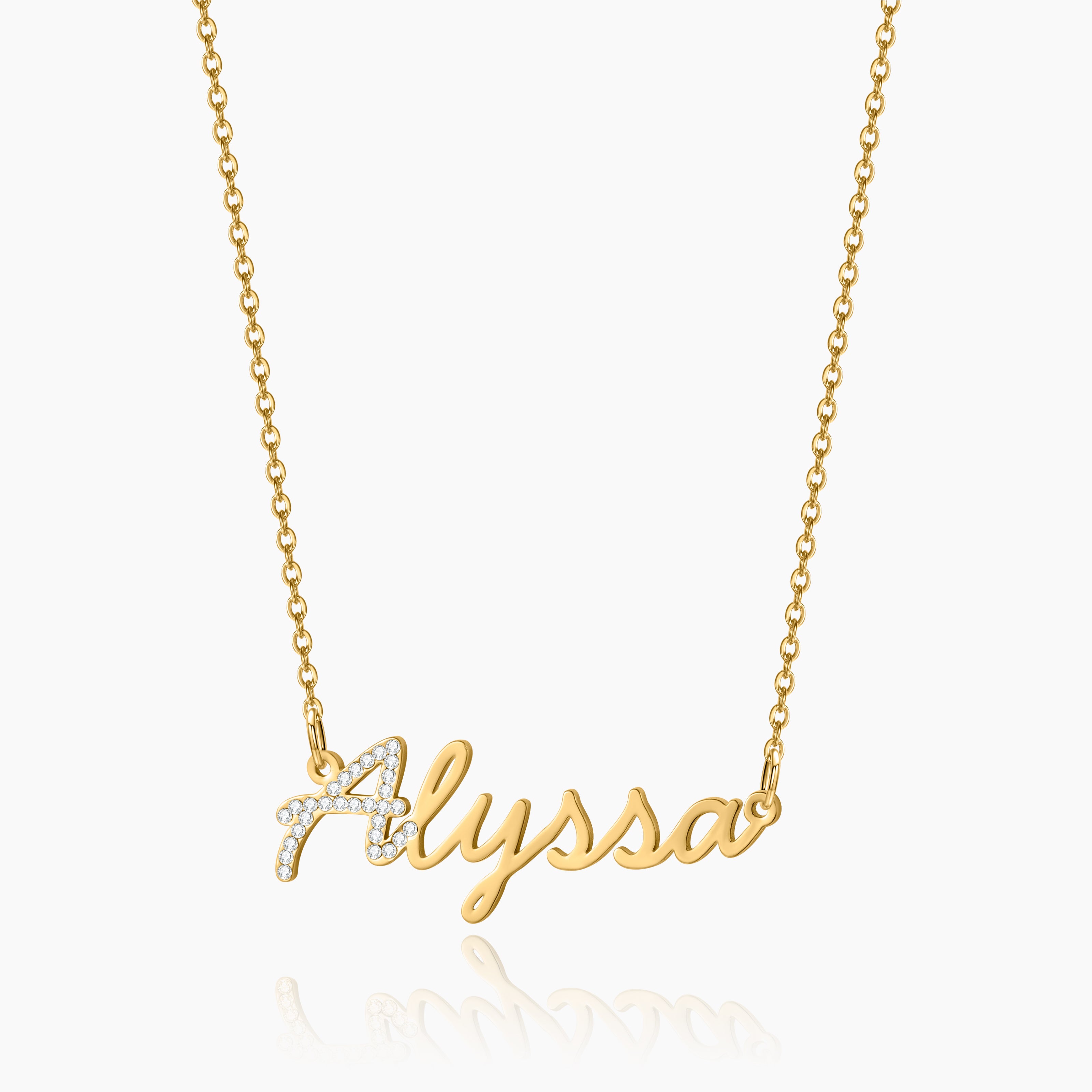 Custom Script Name Necklace in Iced Finish