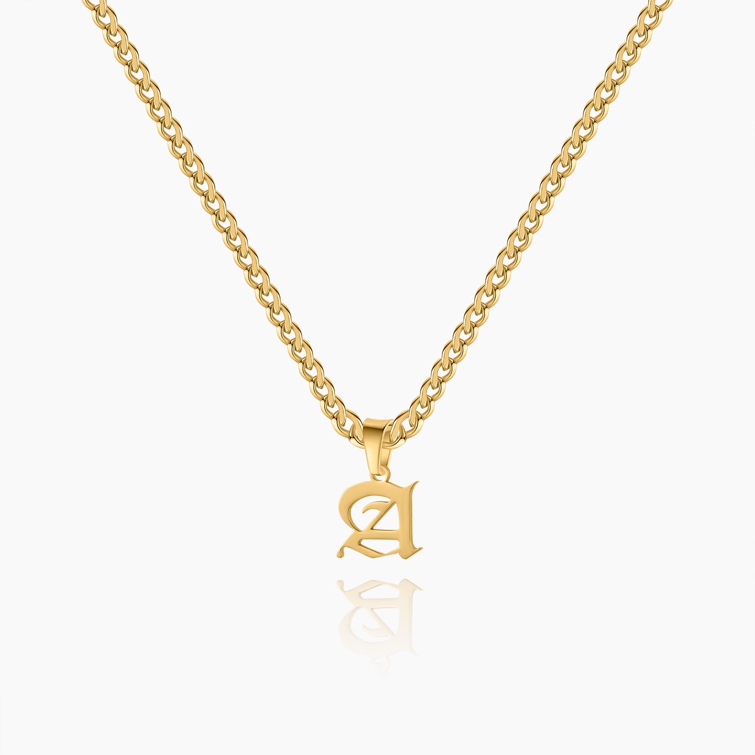 Gothic Letter Necklace for Kids with Cuban Chain