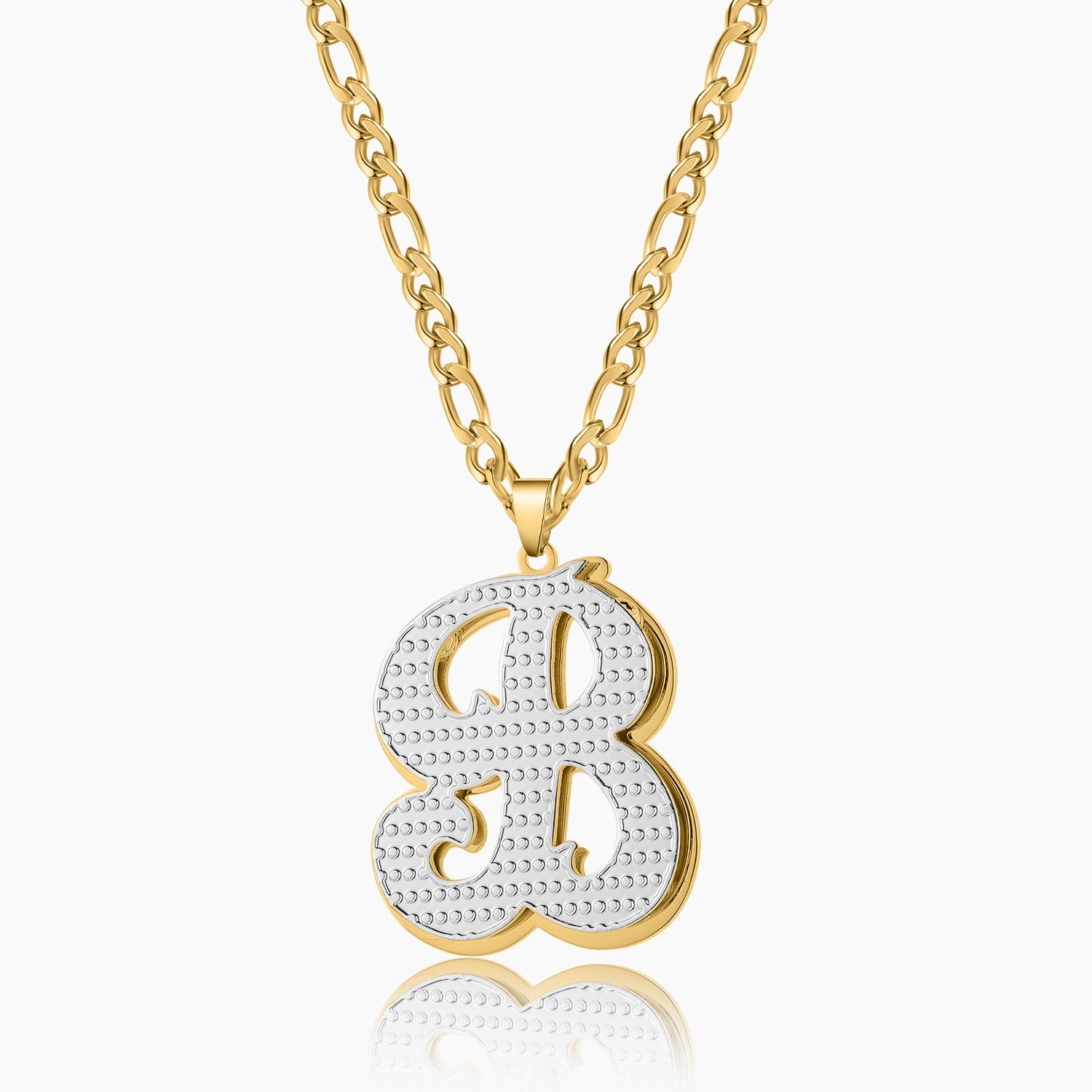 Double Plated Initial Necklace for Kids with Figaro Chain