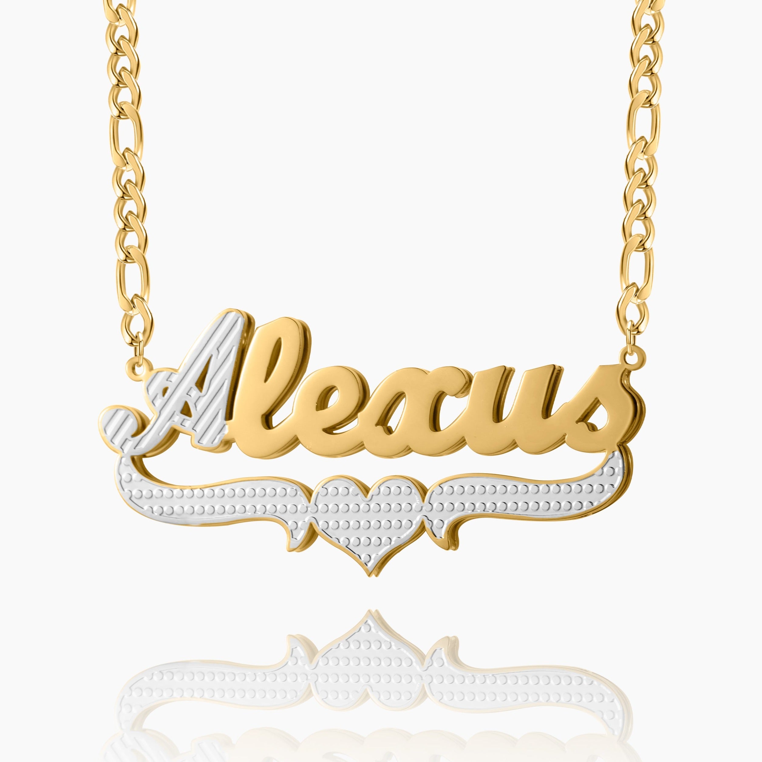 Double Plated Kids Name Necklace - Figaro Chain