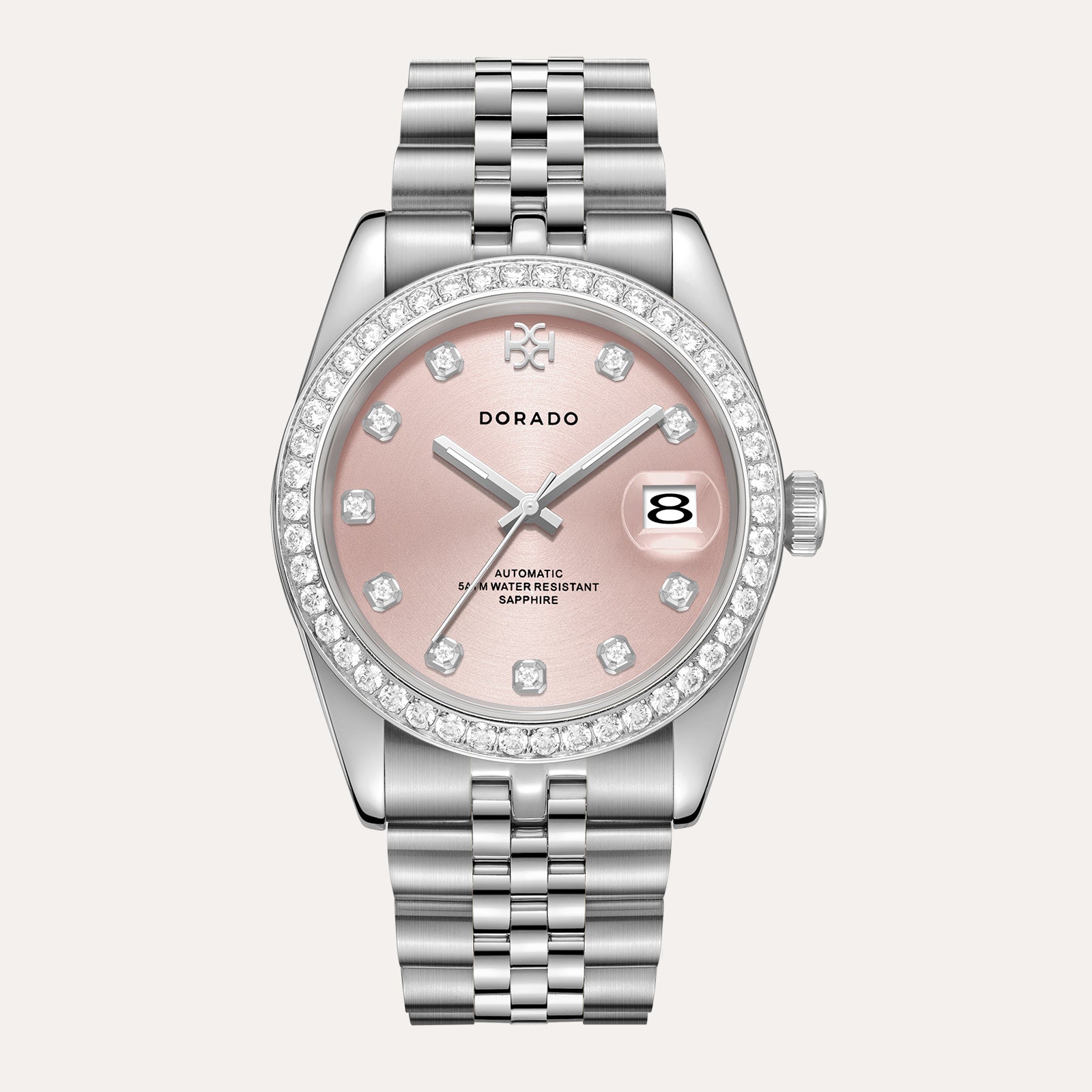 Dorado Iced Silver Watch - Pink Dial