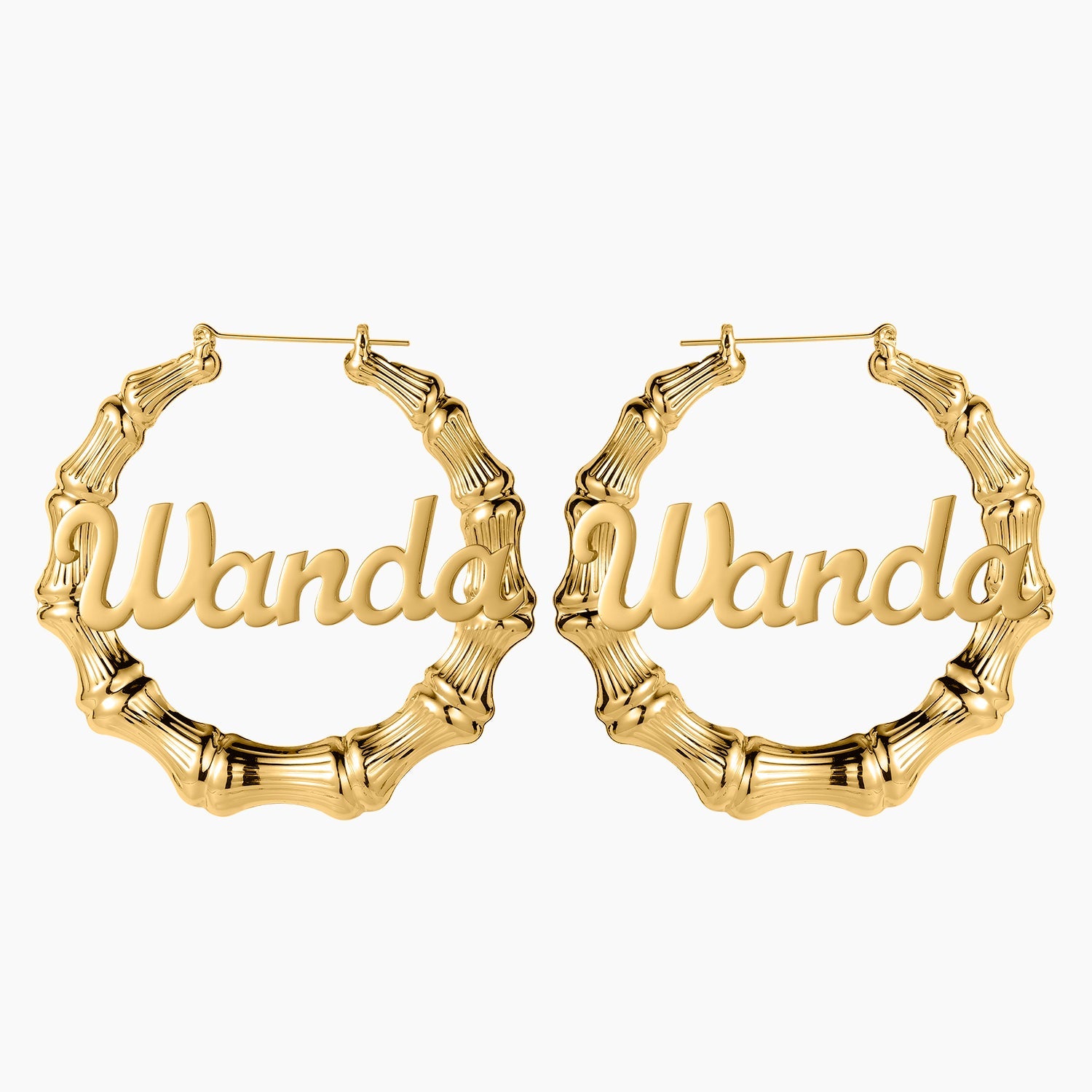 Handmade Bamboo Name Hoop Earrings