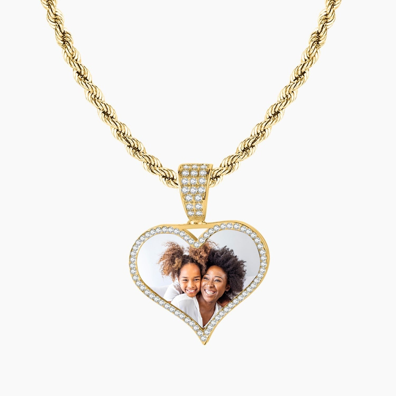 Custom Iced Photo Pendant Necklace with Chain