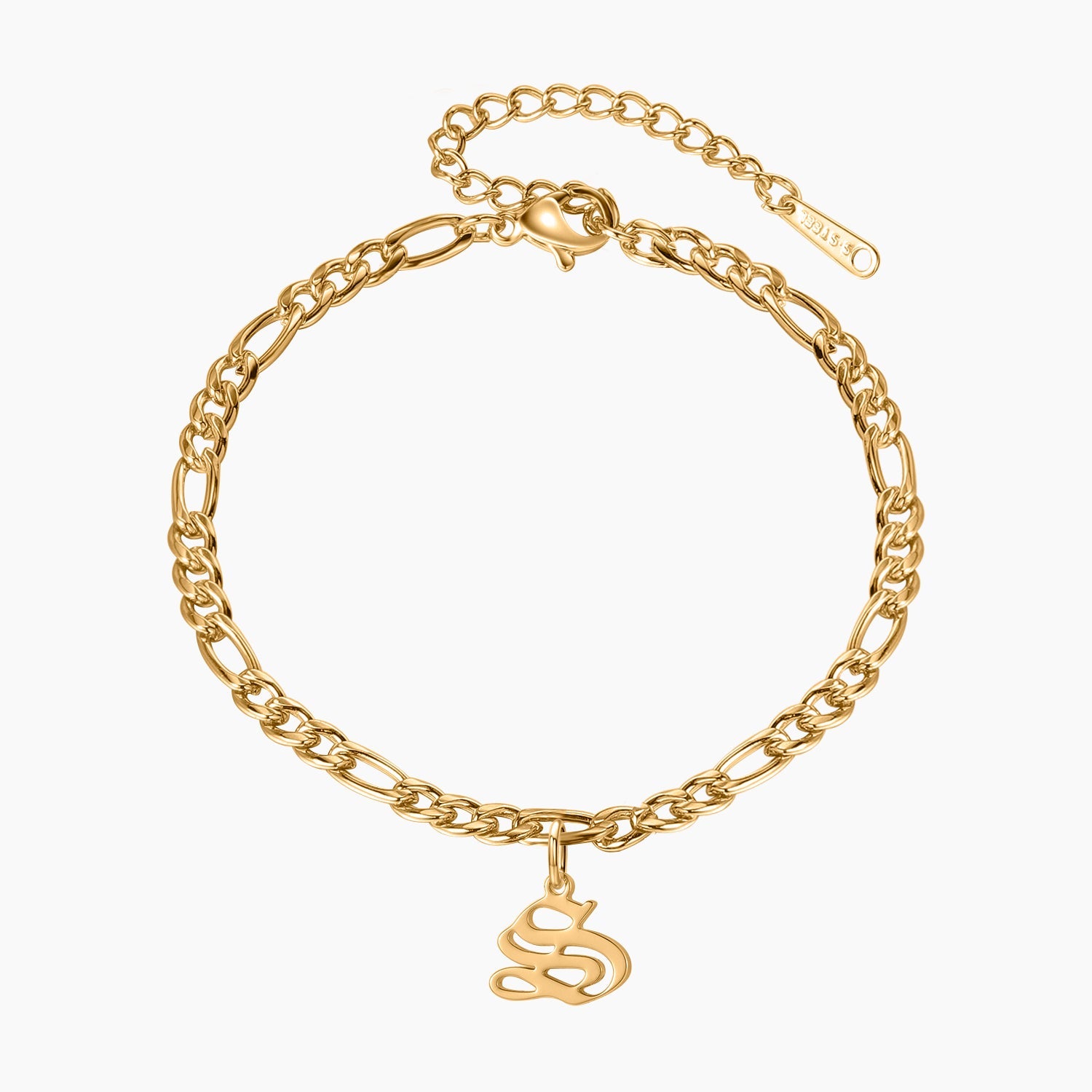 Gothic Letter Anklet - Elegant Initial Charm Bracelet